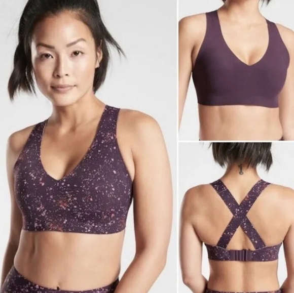 Athleta Reversible Crossover Sport Bra Oceanic Teal Stardust‎ Blue Green Small - Picture 6 of 6